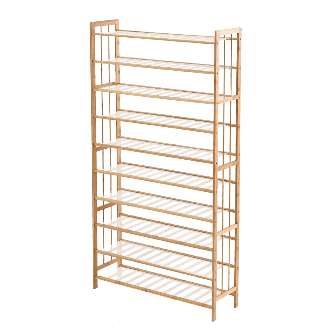 10 Tiers 80cm Wide Bamboo Shoe Rack Storage Wooden Organizer Shelf Stand