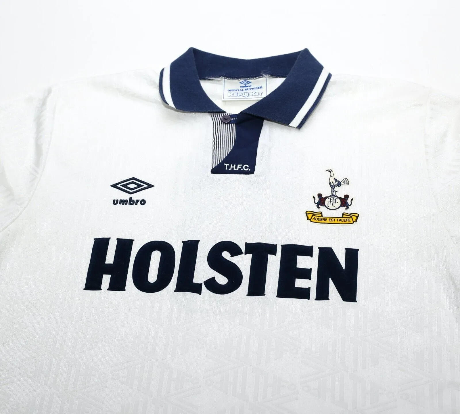 1991/93 GASCOIGNE #8 Tottenham Hotspur Vintage Umbro Home Football Shirt (L)