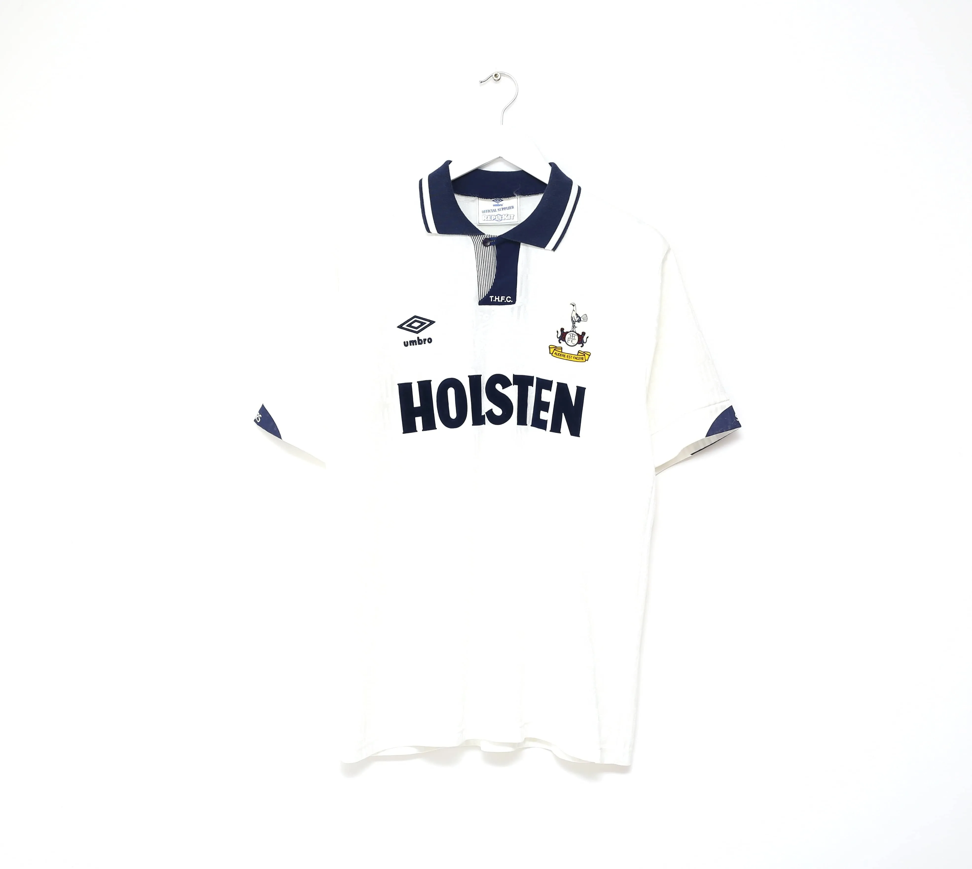 1991/93 GASCOIGNE #8 Tottenham Hotspur Vintage Umbro Home Football Shirt (L)