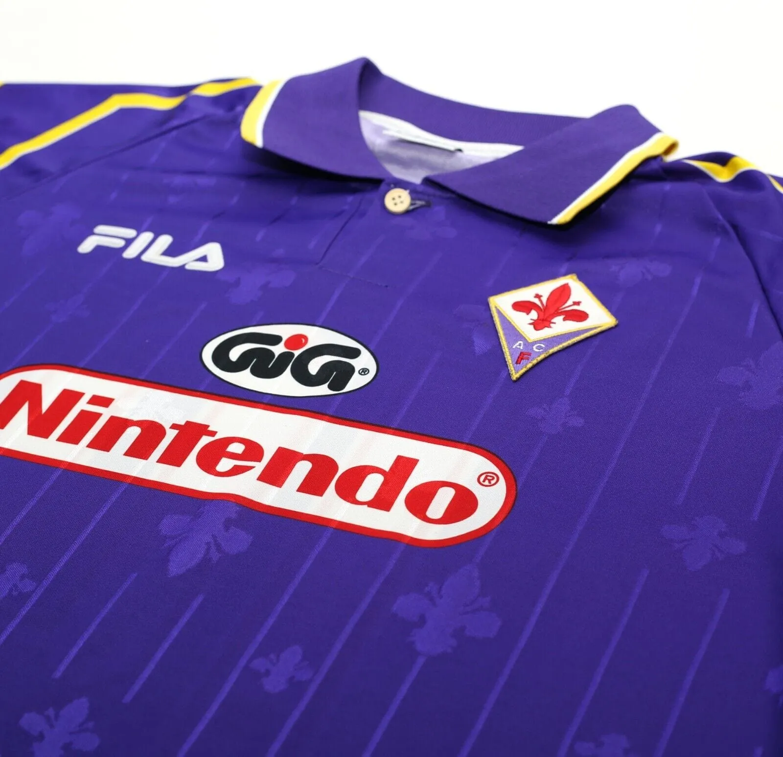 1997/98 RUI COSTA #10 Fiorentina Vintage FILA Home Football Shirt (L) Nintendo