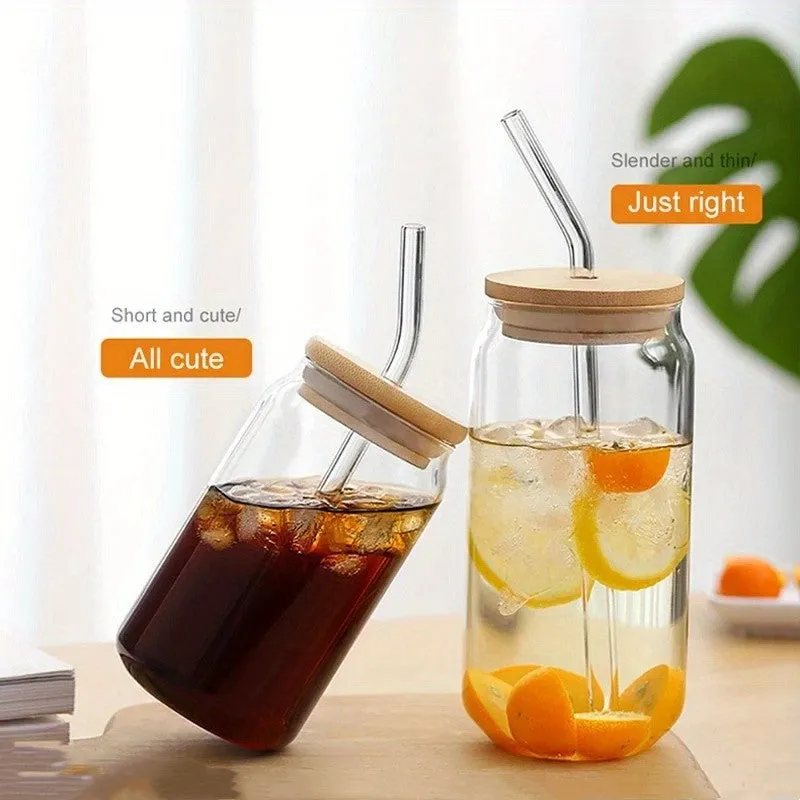 1pc/1 Set, 550ml/400ml Transparent Glass Water Cup with Lid and Straw, Simple Tea Cup, Beer Cup, Juice Glasses, Coffee Cup, Cola Mug, Drinkware