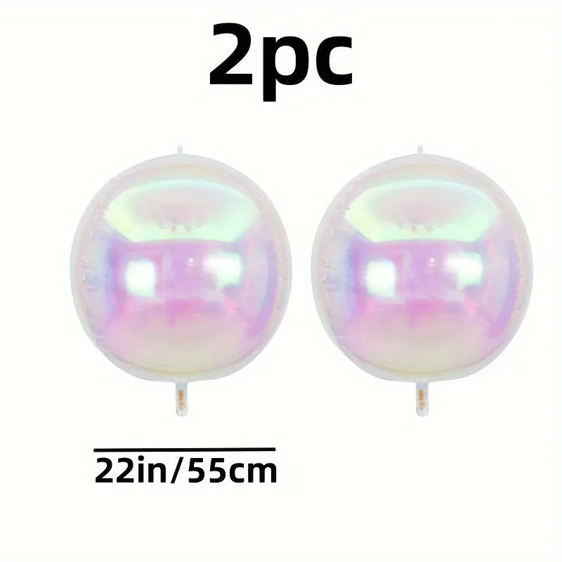 2-Pack 22" 4D Aluminum Film Balloons - Transparent Rainbow Spheres for Unforgettable Party Decorations, Ideal for Birthdays, Weddings, New Year, Christmas, Halloween Celebrations - Durable and Long-Lasting for 14  Years