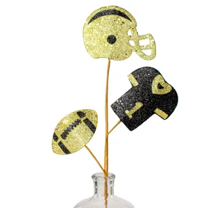 24" Glitter Helmet, Jersey, Football Pick: Black & Gold