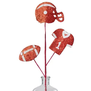 24" Glitter Helmet, Jersey, Football Pick: Red & White