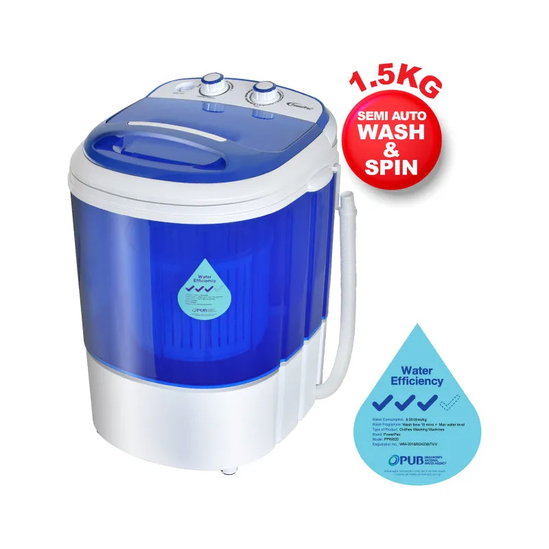 2in1 Mini Washing Machine - 15 Mins Fast Laundry (PPW820)