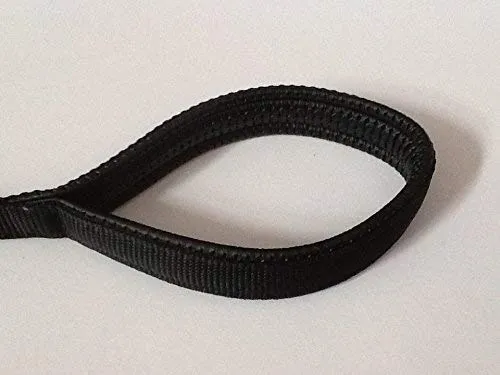 45"/1m Long Dog Training Lead With Padded Handle And Solid Brass Trigger Clip 25mm In Black