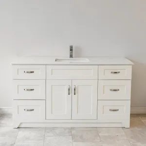 60" Shaker Vanity Single in White