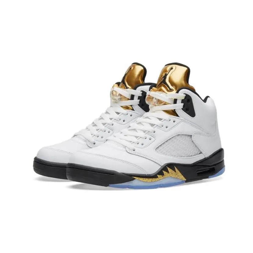 Air Jordan 5 Retro White Black Metallic Gold Coin