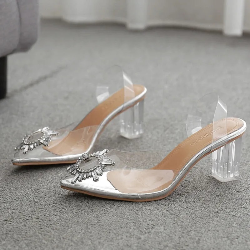 Amozae- Graduation Gift Big Sale 2024 Summer Transparent High Heels Sandals Women Luxury Pointed Evening Party Pumps Shoes Slingback Silver Elegant New