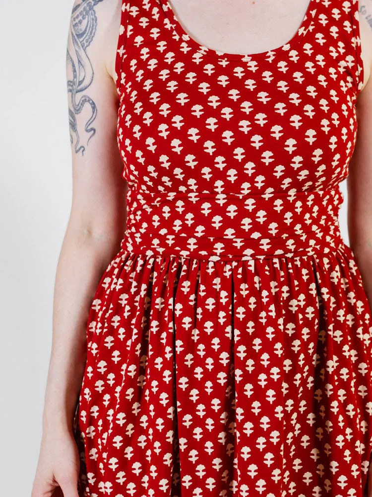 Asheville Dress - Micro Floral Red