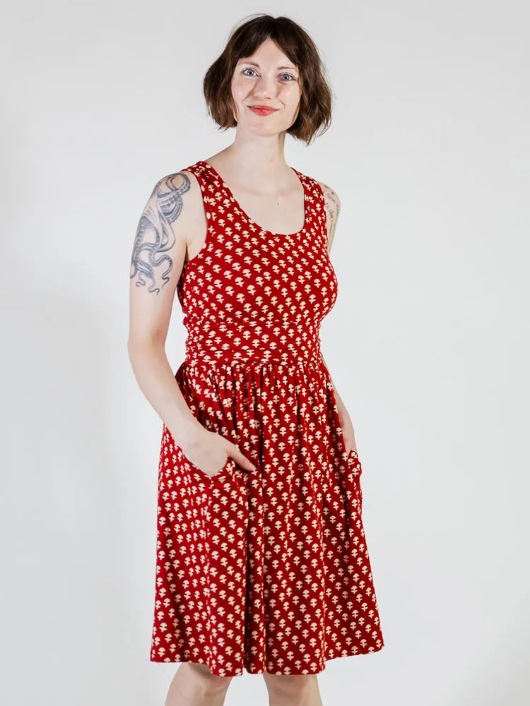 Asheville Dress - Micro Floral Red