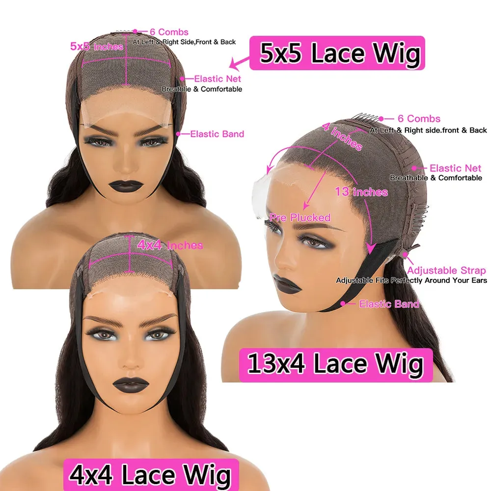 Body Wave Bob Wig Brazilian Transparent Lace Frontal Wig Brazilian Human Hair Wigs Virgin Remy Hair 5x5 Lace Closure Wig 180% Density