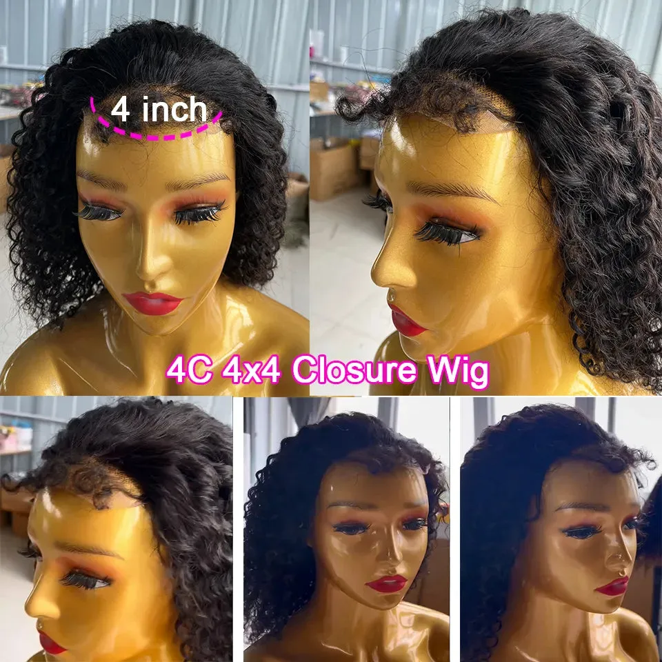 Brazilian Baby Hair Kinky Curly Human Hair Wig 13x4 Lace Front Wig for Woman Baby Hair Lace Wigs 180% Density Brazilian