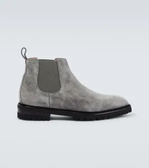 Brompton Manolo Blahnik suede Chelsea boots, gray