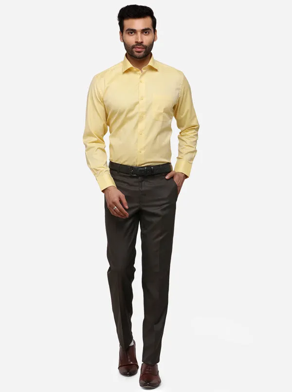 Brown Slim Fit Solid Formal Trouser | Greenfibre