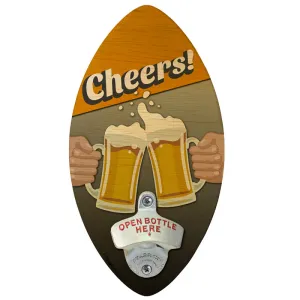 Cheers Football Shaped Wall Mounted Beer Bottle Opener