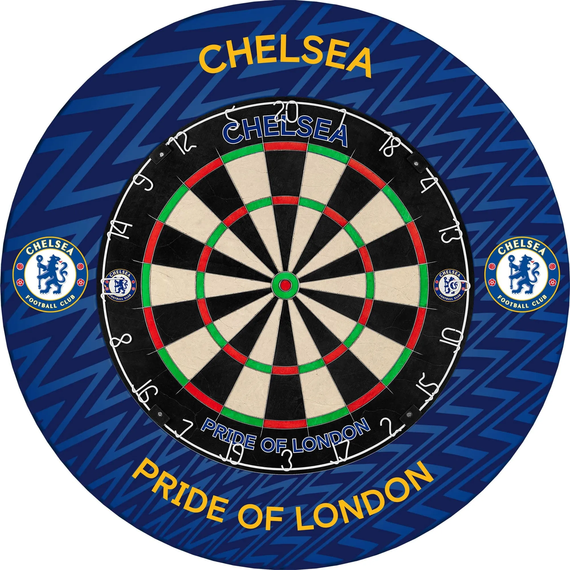 Chelsea Football Dartboard Surround - Official Licensed - Chelsea FC - S4 - ZigZag - Yellow