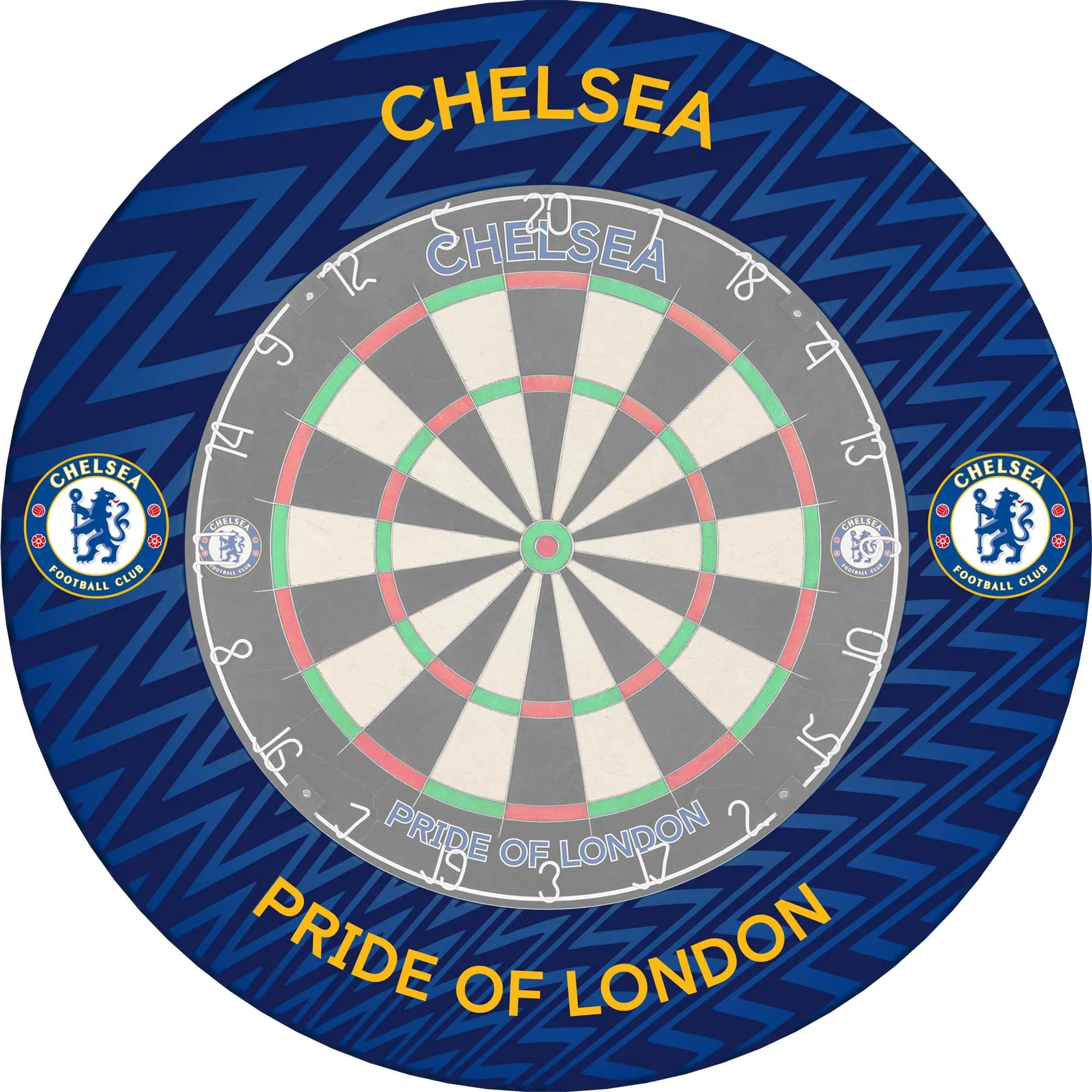 Chelsea Football Dartboard Surround - Official Licensed - Chelsea FC - S4 - ZigZag - Yellow