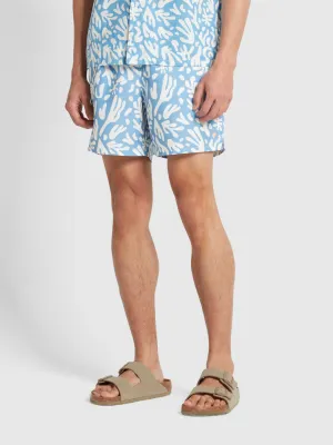 Colbert Regular Fit Reef Print Swim Short In Arctic Blue