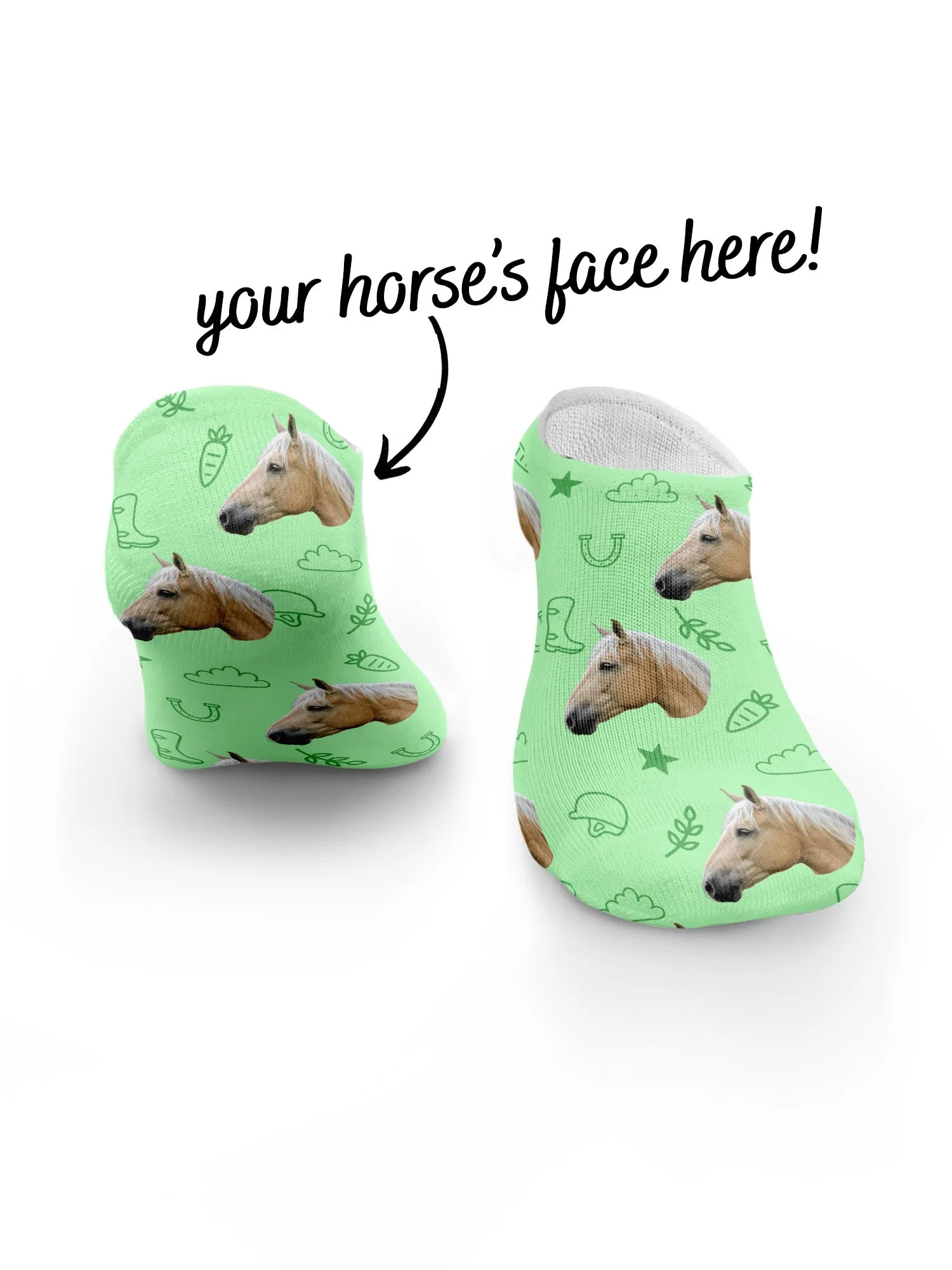 Custom Horse Face No-Show Socks