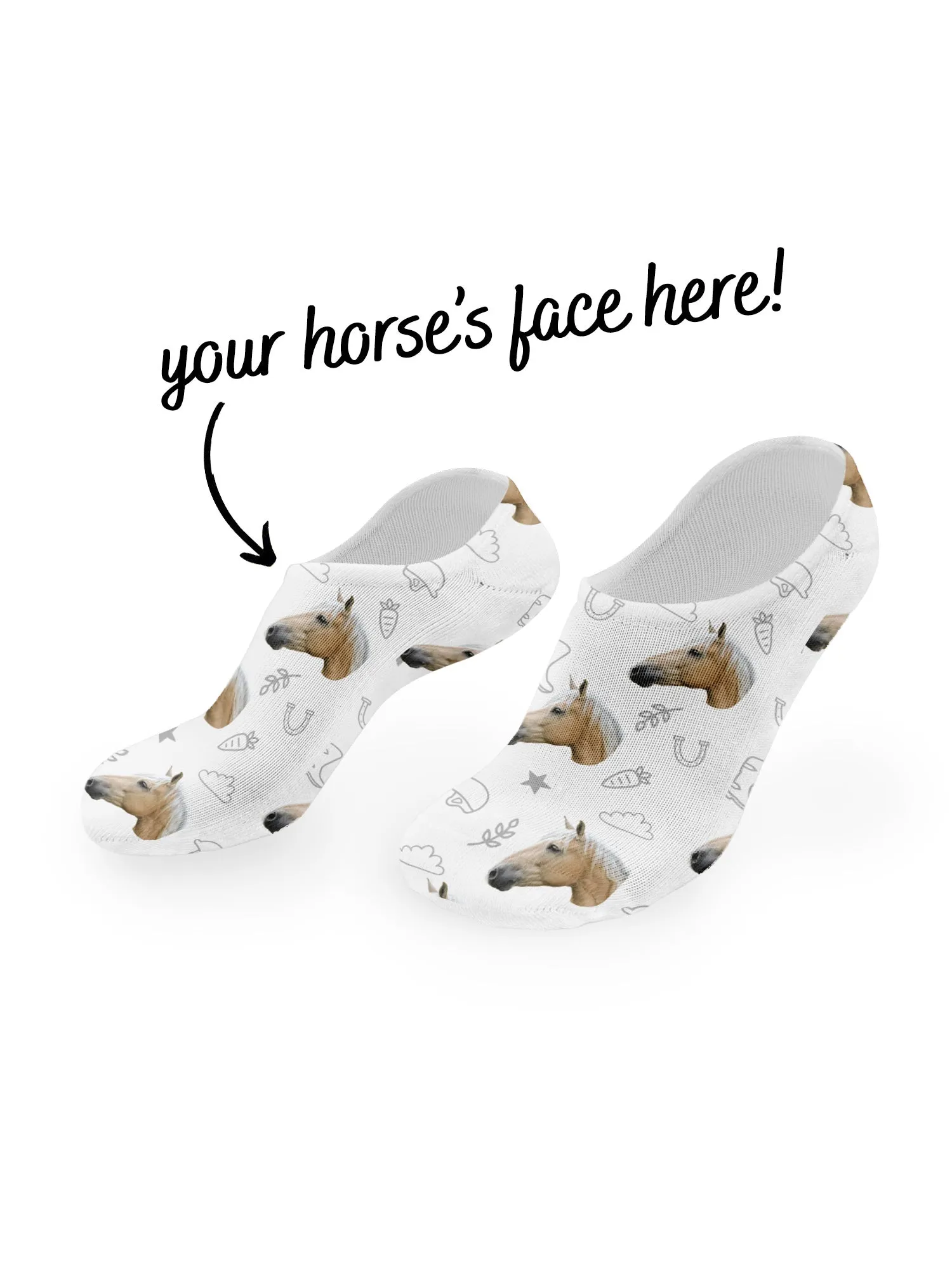 Custom Horse Face No-Show Socks