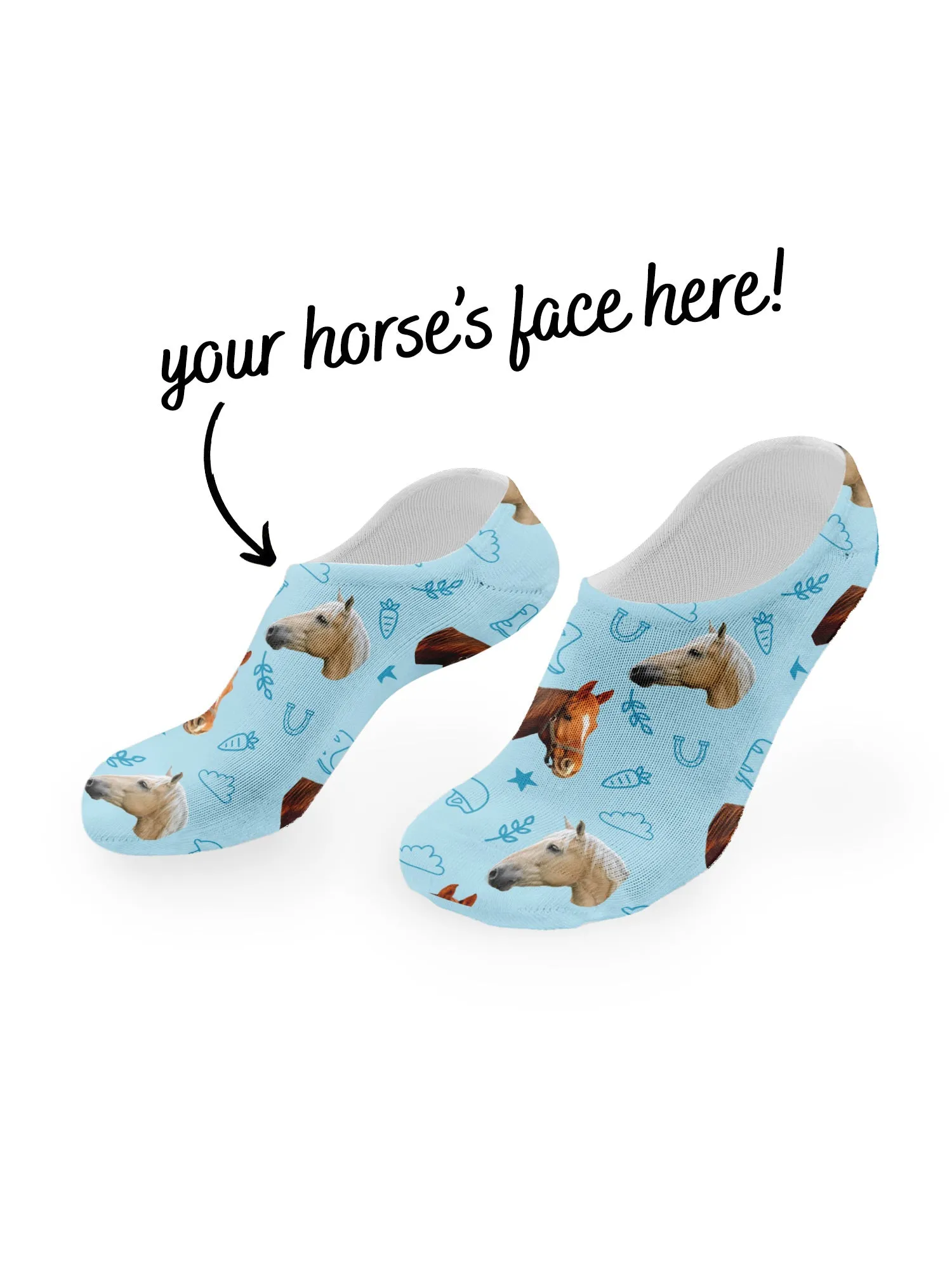 Custom Horse Face No-Show Socks