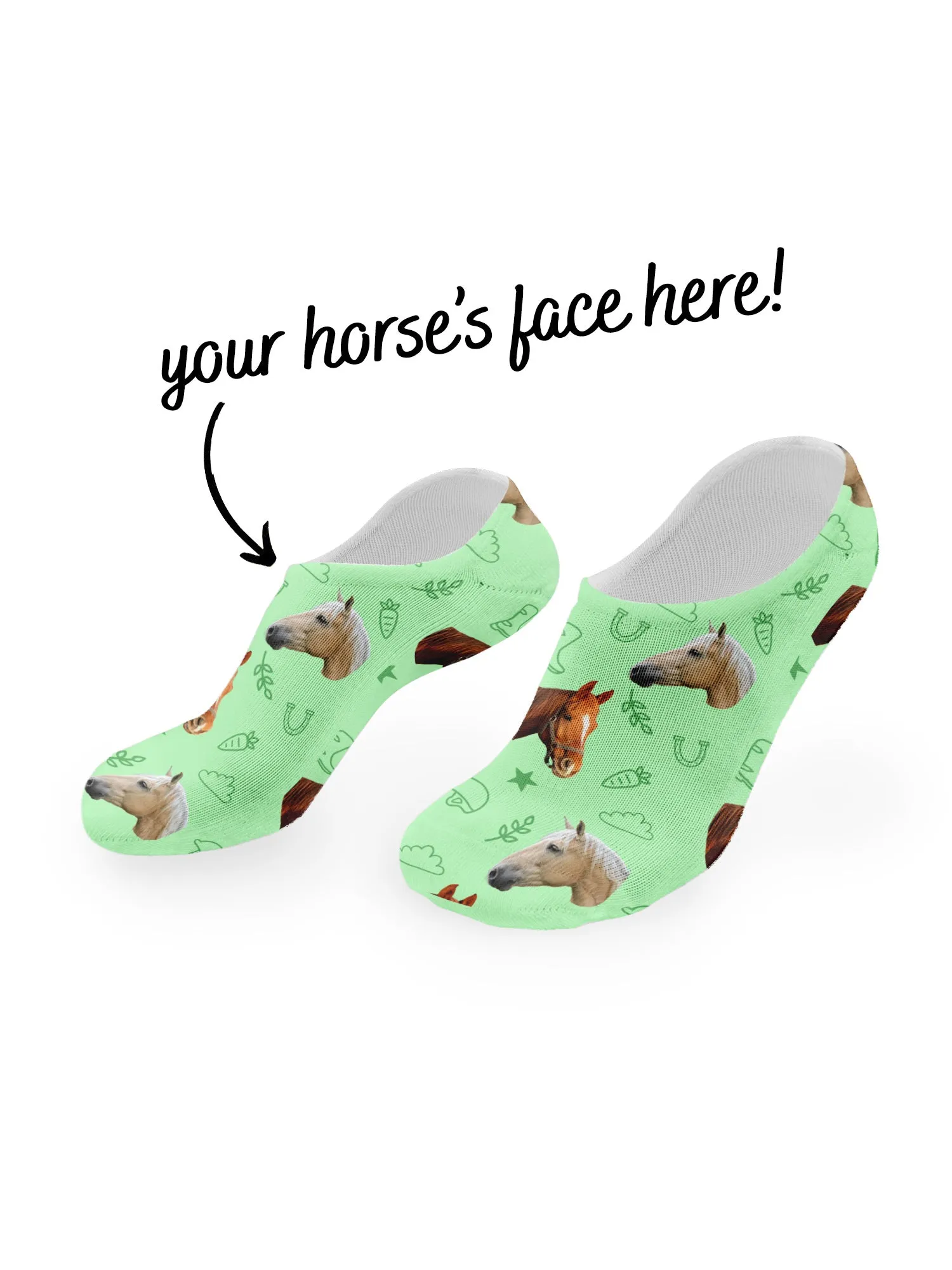 Custom Horse Face No-Show Socks