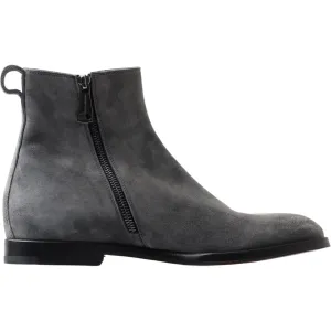 Dolce & Gabbana Elegant Gray Chelsea Leather Boots