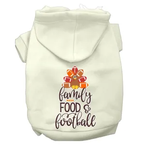 Family, Food, And Football Screen Print Dog Hoodie Cream L