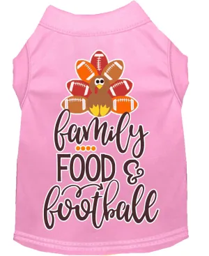 Family, Food, And Football Screen Print Dog Shirt Light Pink Lg