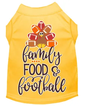 Family, Food, And Football Screen Print Dog Shirt Yellow Xxl