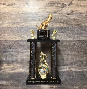 Fantasy Football Golden Dickasaurus Loser Trophy Last Place FFL Sacko Trophy Funny Trophy Adult Humor Gag Gift Testicle Penis