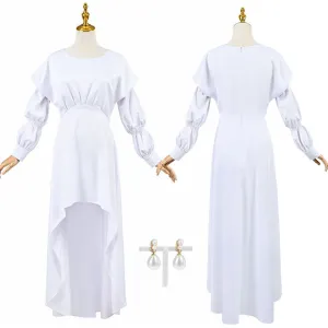 Film Ryuu to Sobakasu no Hime Belle Suzu Naito Belle White Dress Cosplay Costume