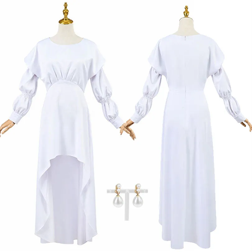 Film Ryuu to Sobakasu no Hime Belle Suzu Naito Belle White Dress Cosplay Costume