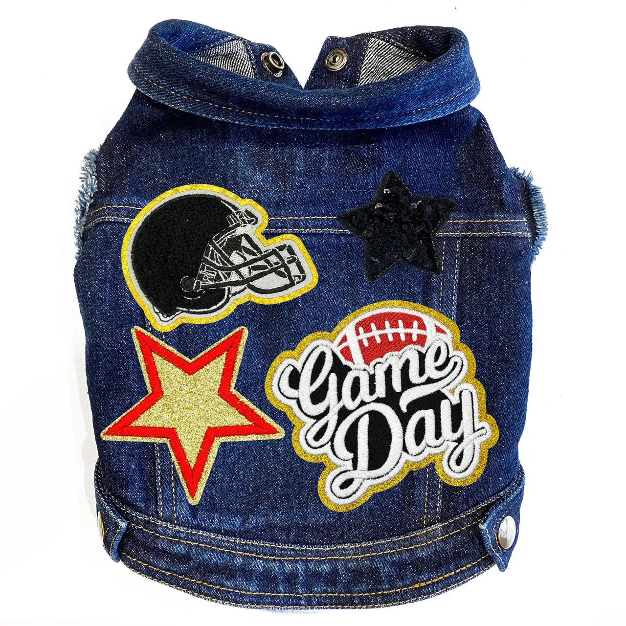 Football Game Day Blue Denim Jacket