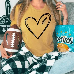 Football Heart Wholesale Graphic Tee - Quick Shipping