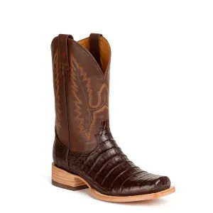 Garner Caiman Tail Belly Cut Stockman Square Toe Boot - Brown