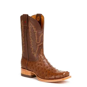 Gavel Men's Antonio Full Quill Ostrich Boots - Tobacco Brown