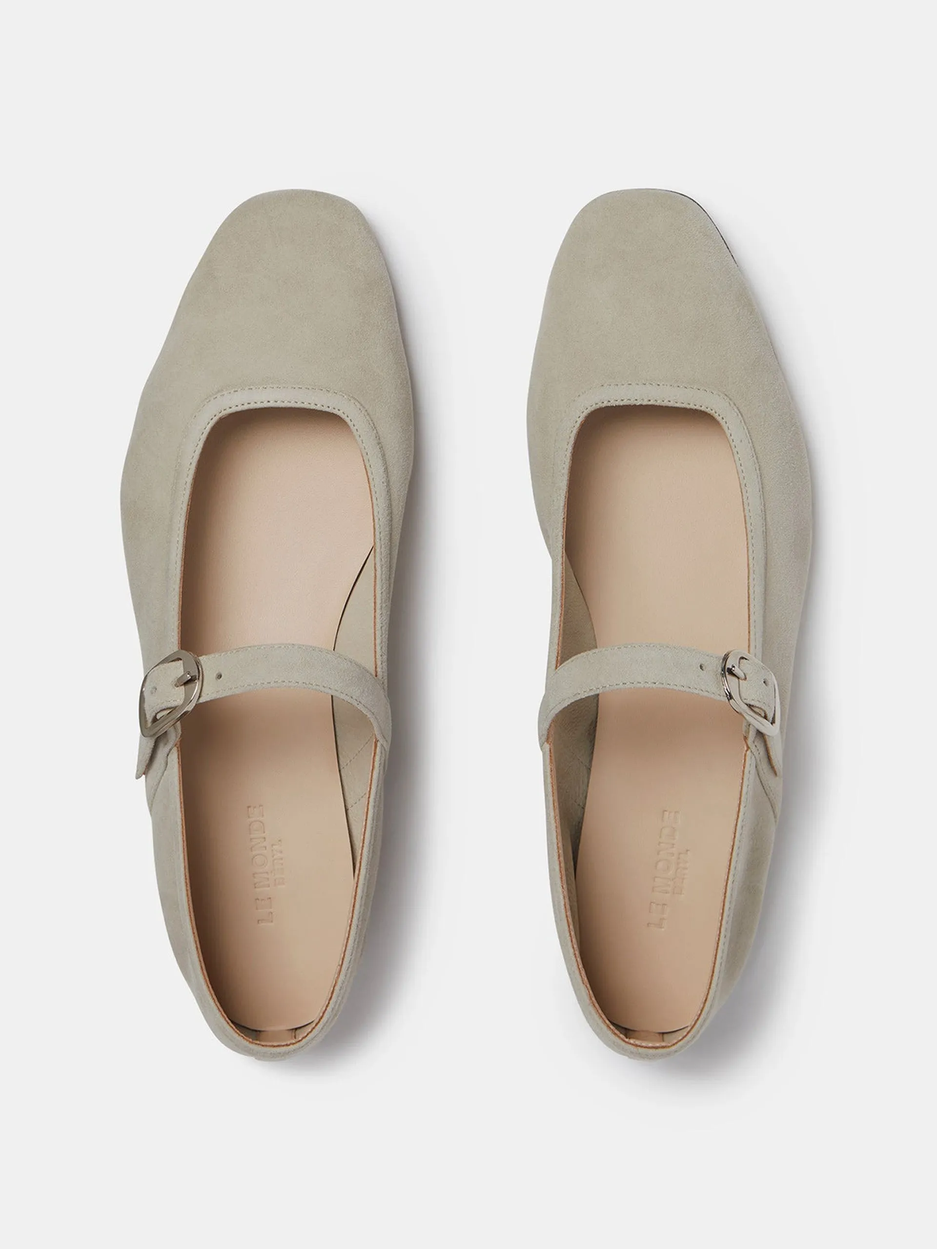 Grey suede ballet Mary Jane flats