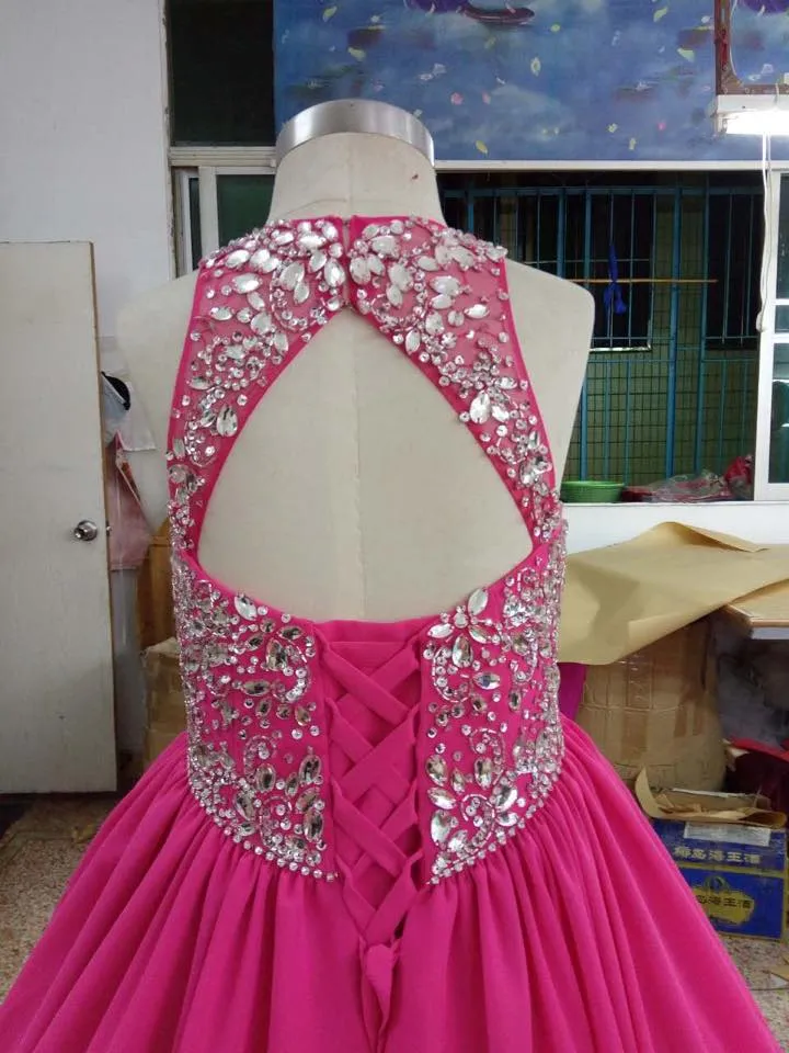 Halter Glass Beaded Bodice Little Girl Stunning Prom Dress