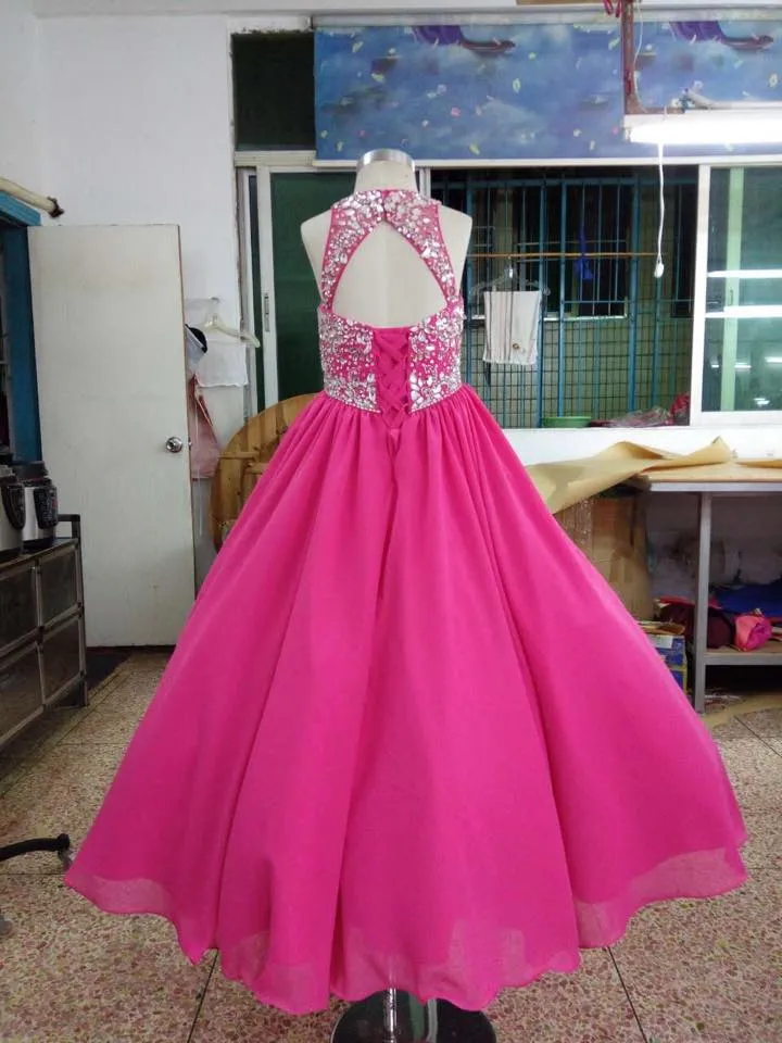 Halter Glass Beaded Bodice Little Girl Stunning Prom Dress