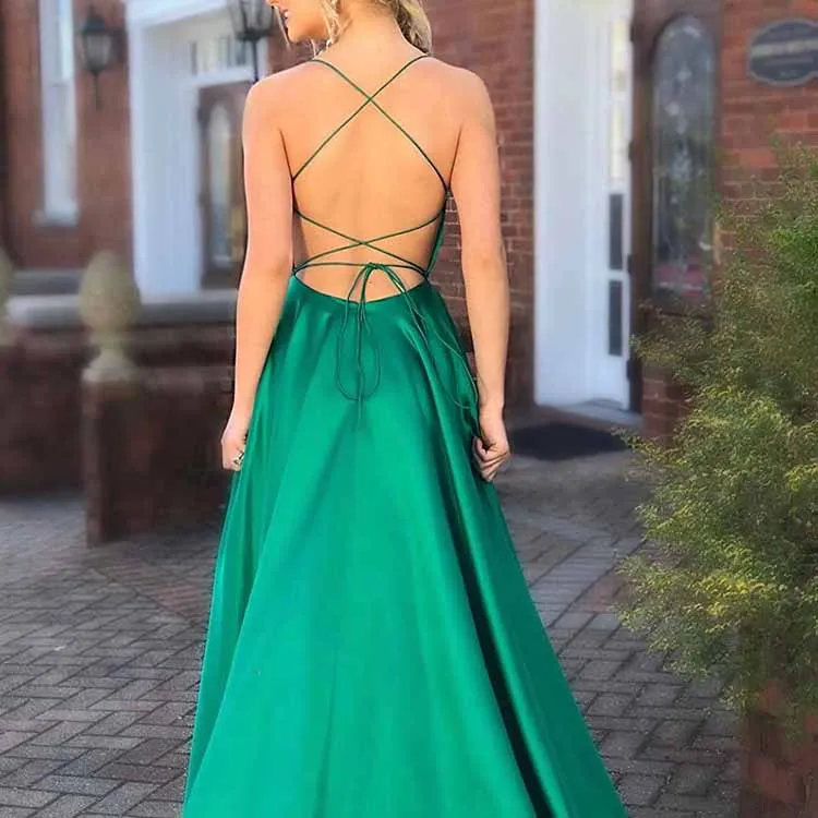 Halter Satin Bridesmaid Dress Long Side Spilt Backless Satin Formal Prom Evening Gowns