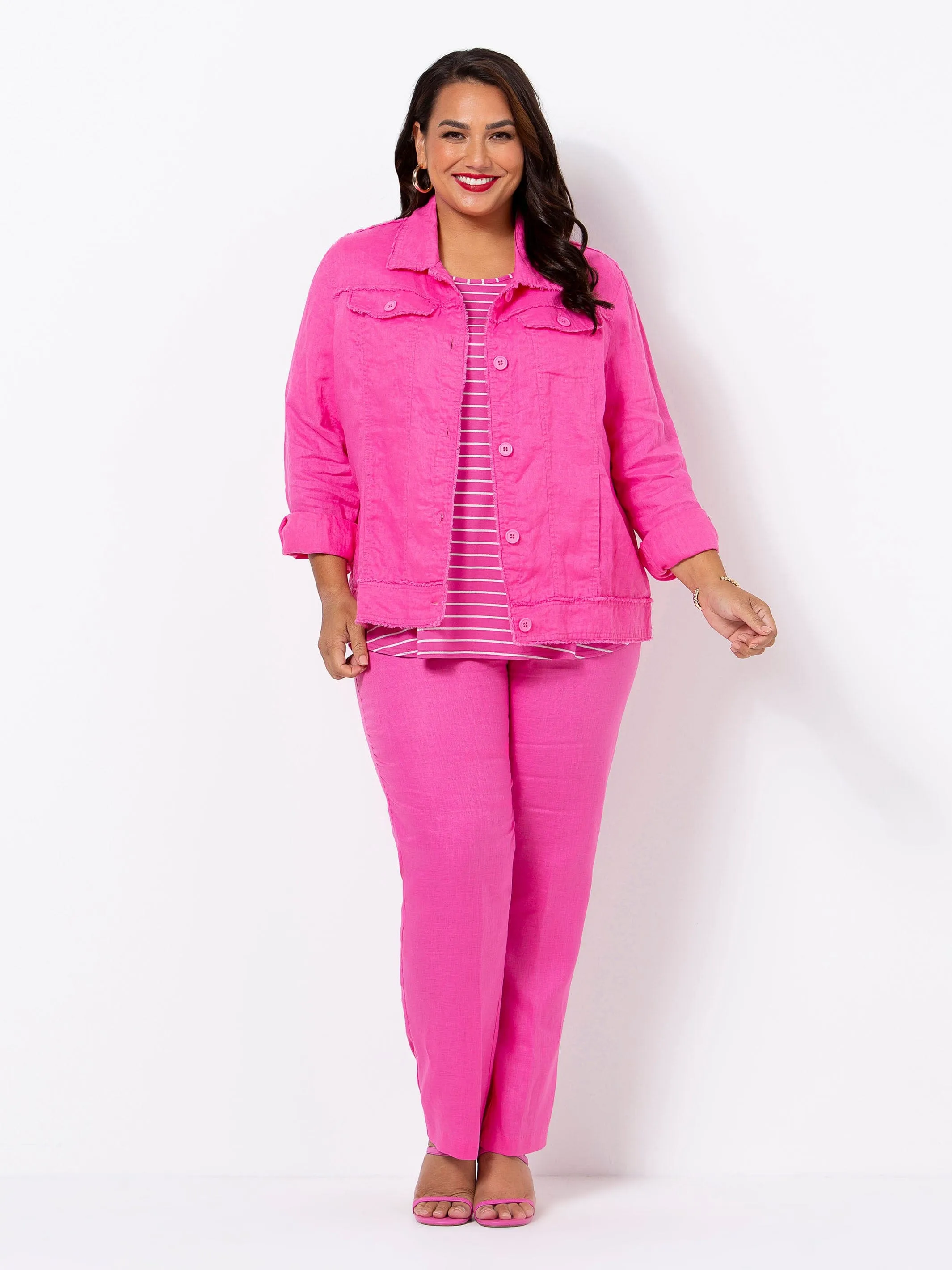 Hot Pink Linen Jacket