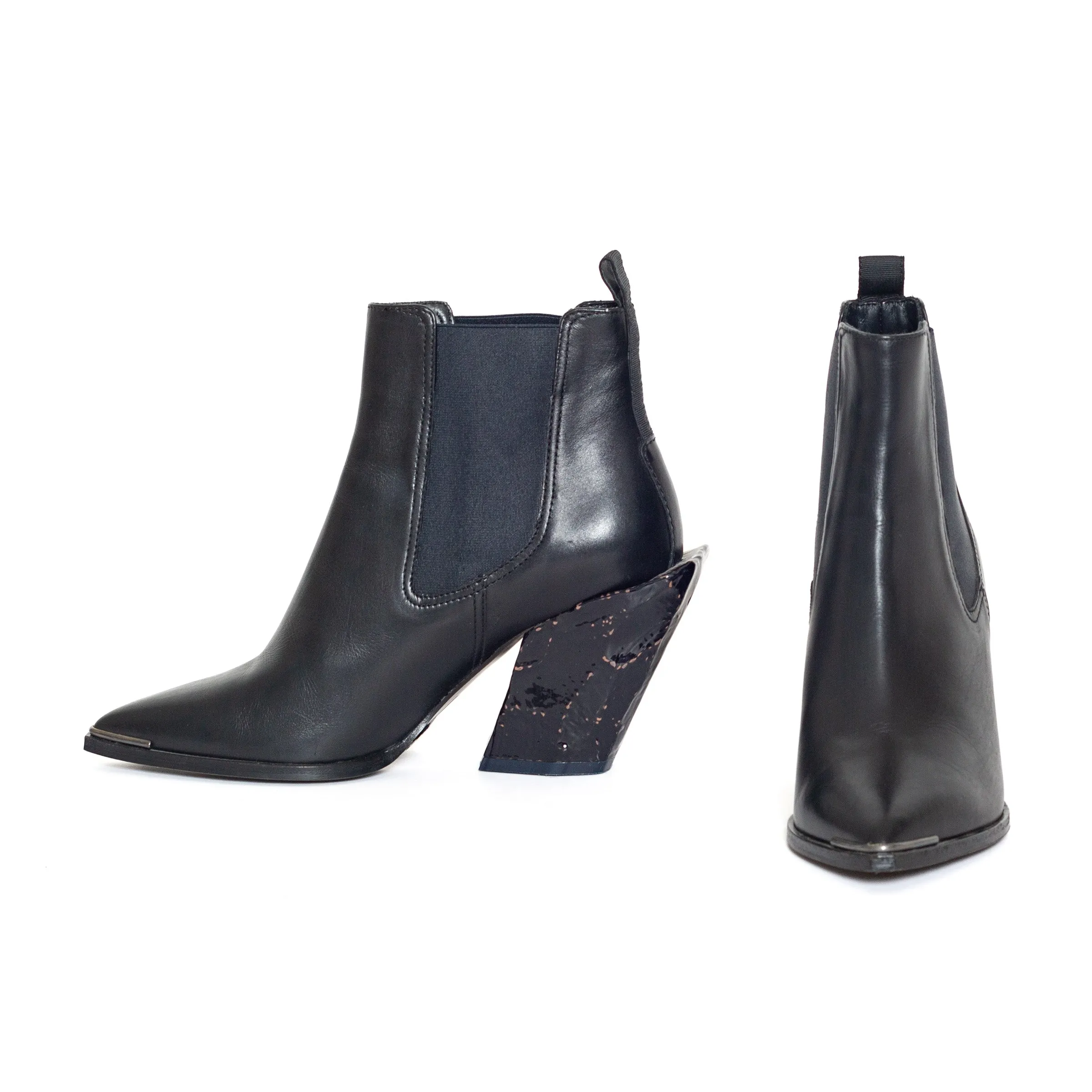 Jemina Black Leather Ankle Boots 37