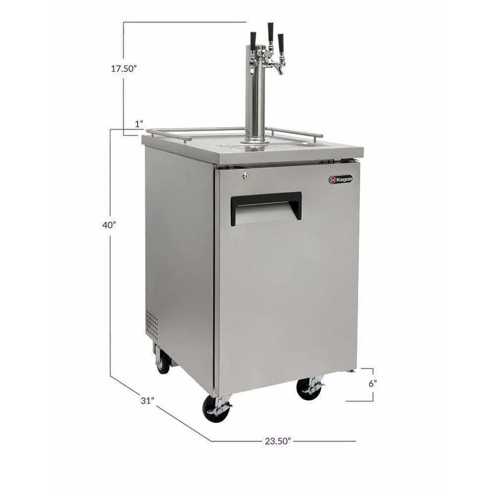 Kegco 24" Wide Triple Tap All Stainless Steel Kegerator XCK-1S-3