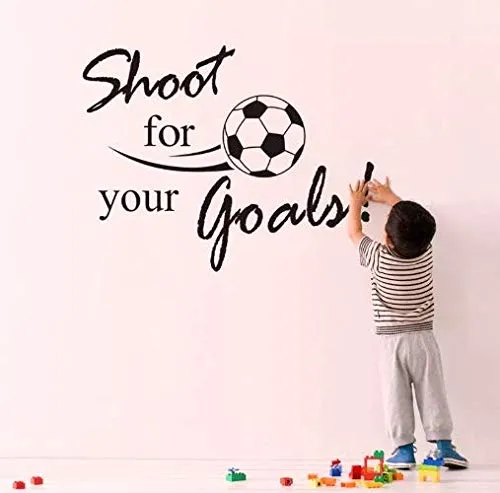 Lionston Shoot for Your Goal Football Soccer Player Wall Decorative Sticker for Home, Stylish Hall, Styling Living Room,Football Lover Room, Kids Room(Black)