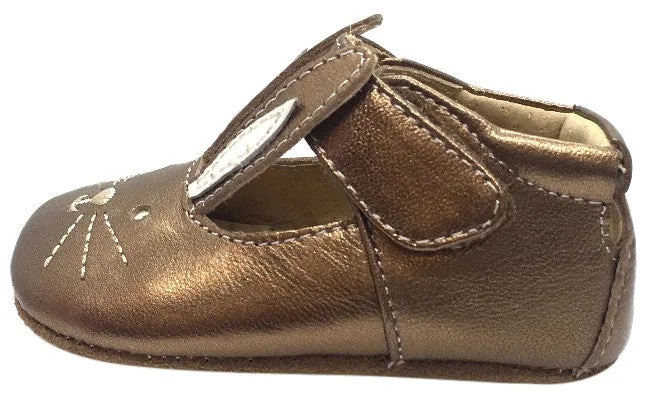 Livie & Luca Girl's Molly Copper Metallic Leather Hook and Loop Mary Jane Shoe