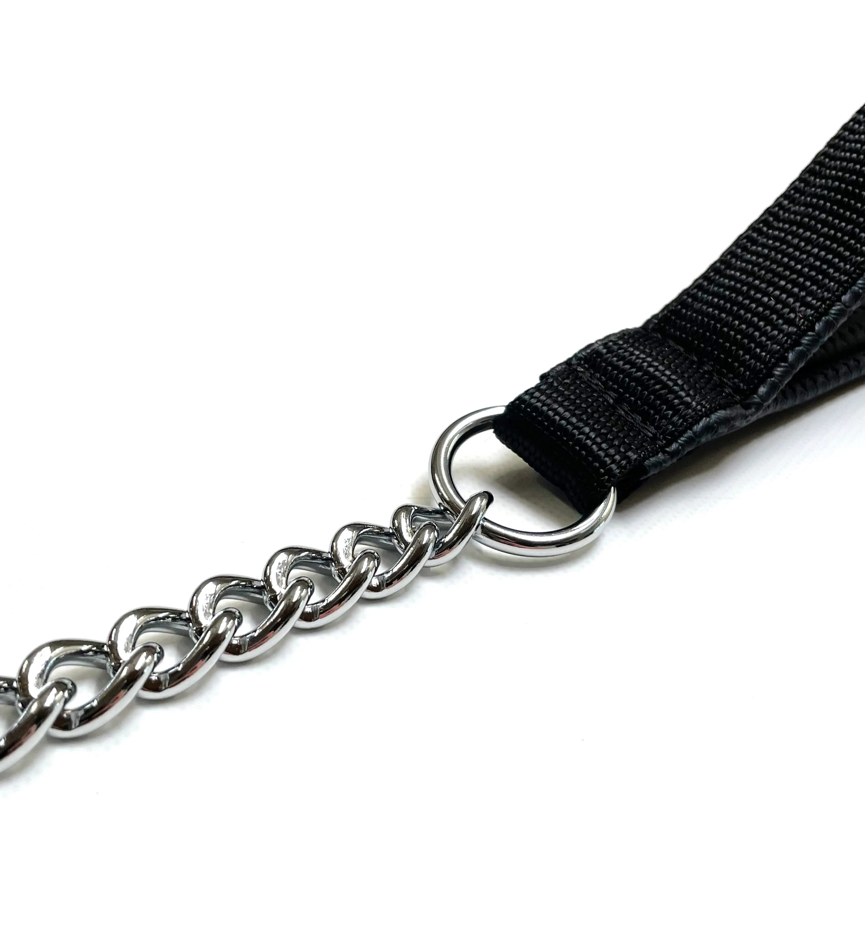 Metal Chain Dog Lead Padded Handle 32" Long 80cm Heavy Duty Short Walking Lead