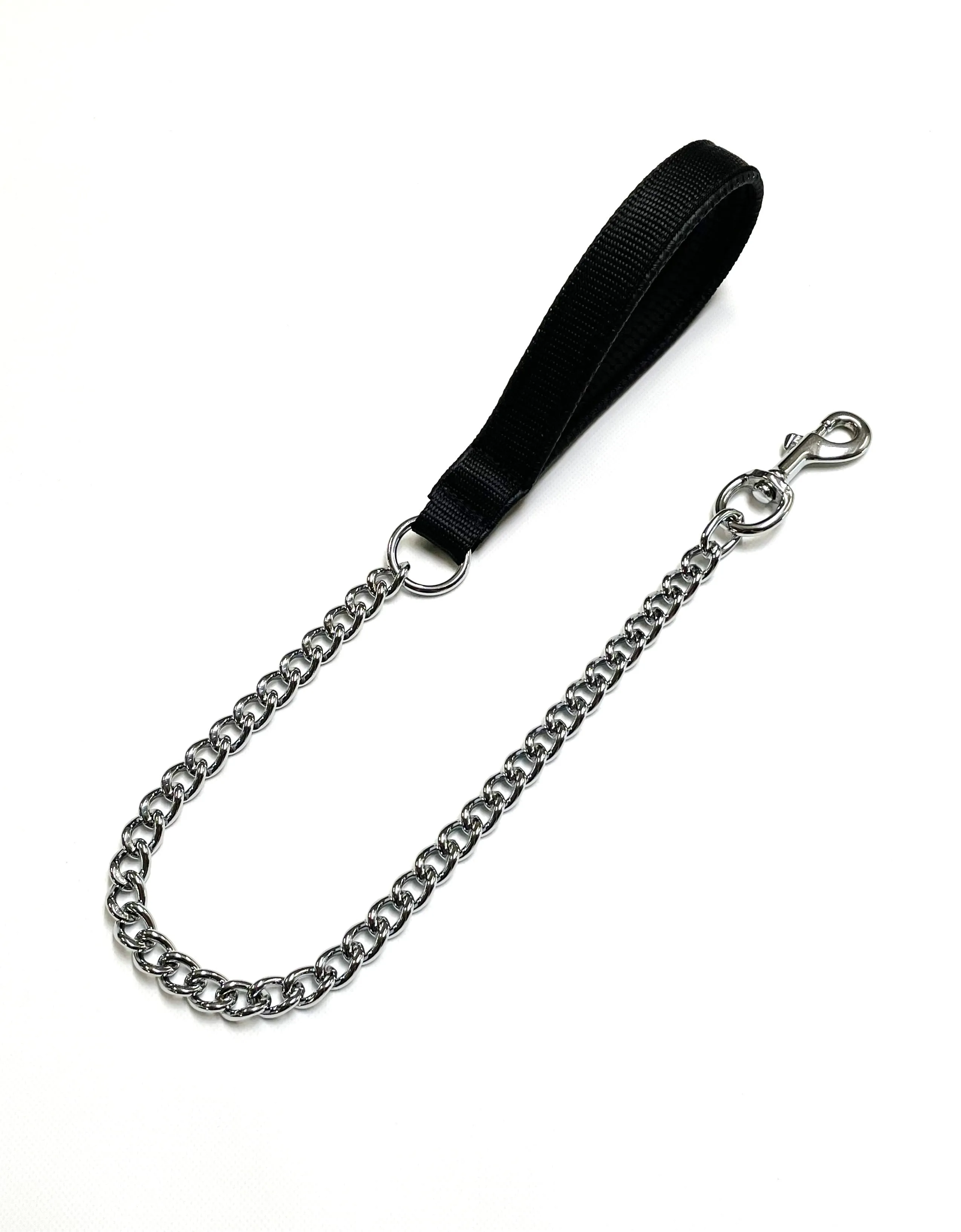 Metal Chain Dog Lead Padded Handle 32" Long 80cm Heavy Duty Short Walking Lead