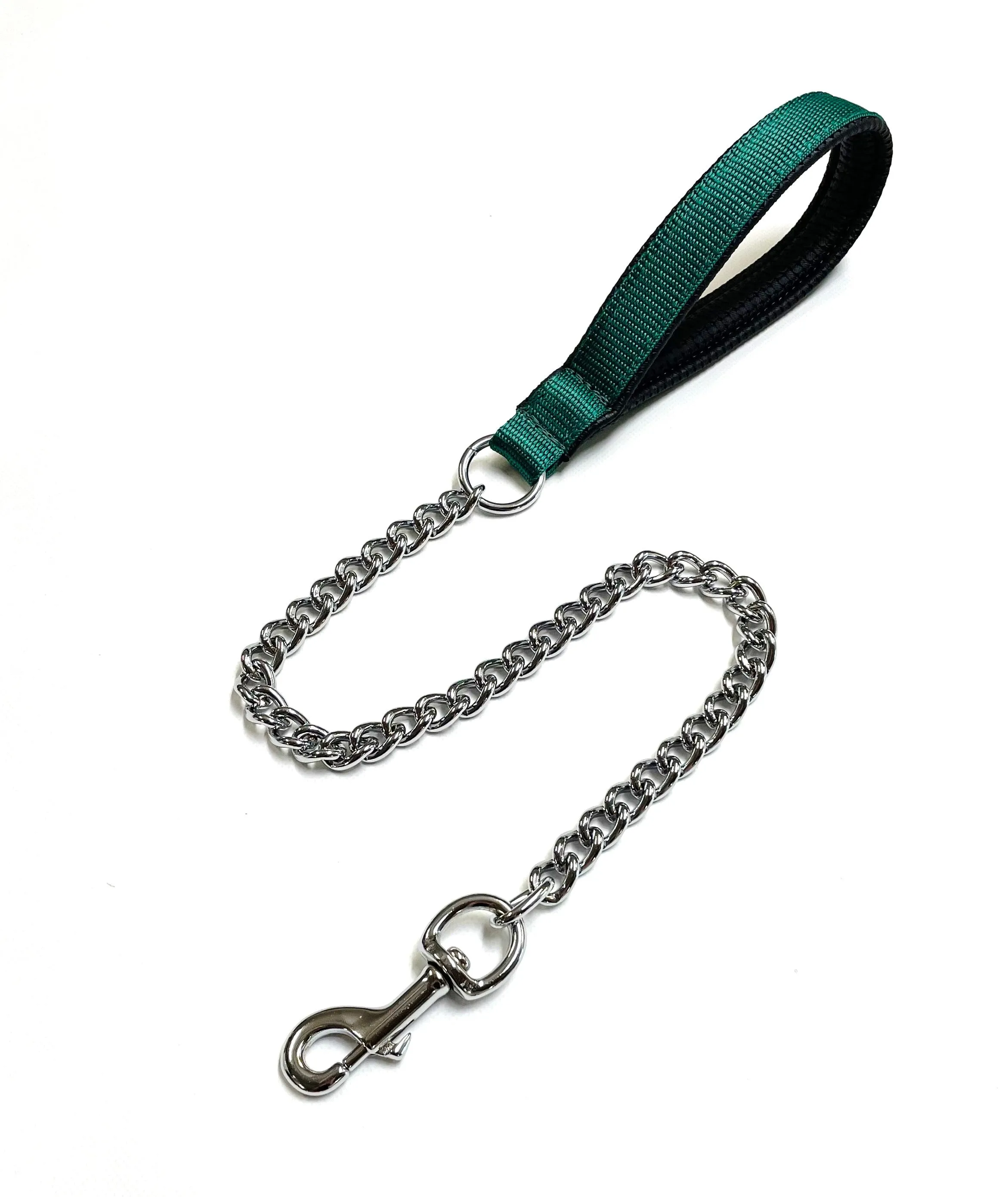 Metal Chain Dog Lead Padded Handle 32" Long 80cm Heavy Duty Short Walking Lead